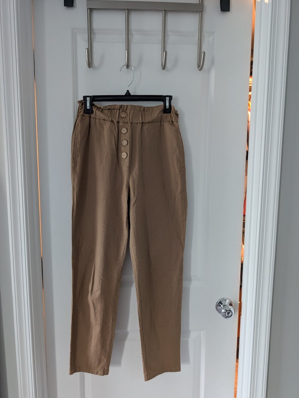 Women's Khaki Elastic Waist Pants